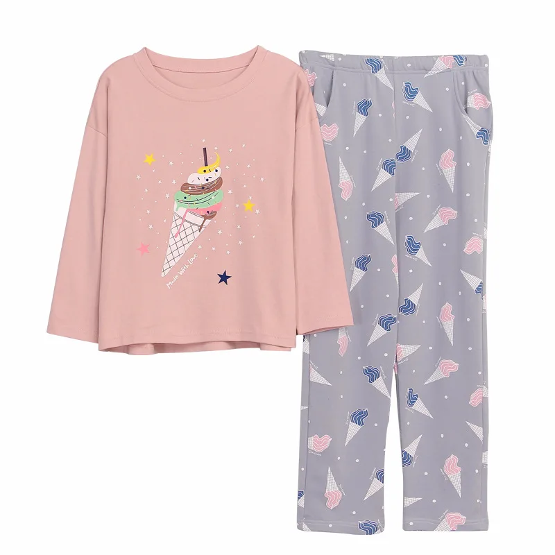 Cartoon Print Ice Cream Homewear Pajama Sets Women Girls Pajama Set