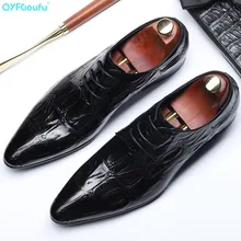QYFCIOUFU New Arrival Crocodile Pattern Genuine Leather Oxford Shoes For Men Pointed Toe Lace-up Formal Shoes Fashion Dress Shoe QYFCIOUFU New Arrival Crocodile Pattern Genuine Leather Oxford Shoes For Men Pointed Toe Lace-up Formal Shoes Fashion Dress Shoe