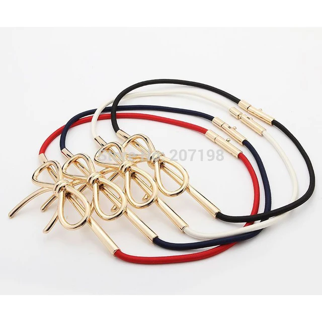 aliexpress com buy brand big gold metal bow knot stretch thin