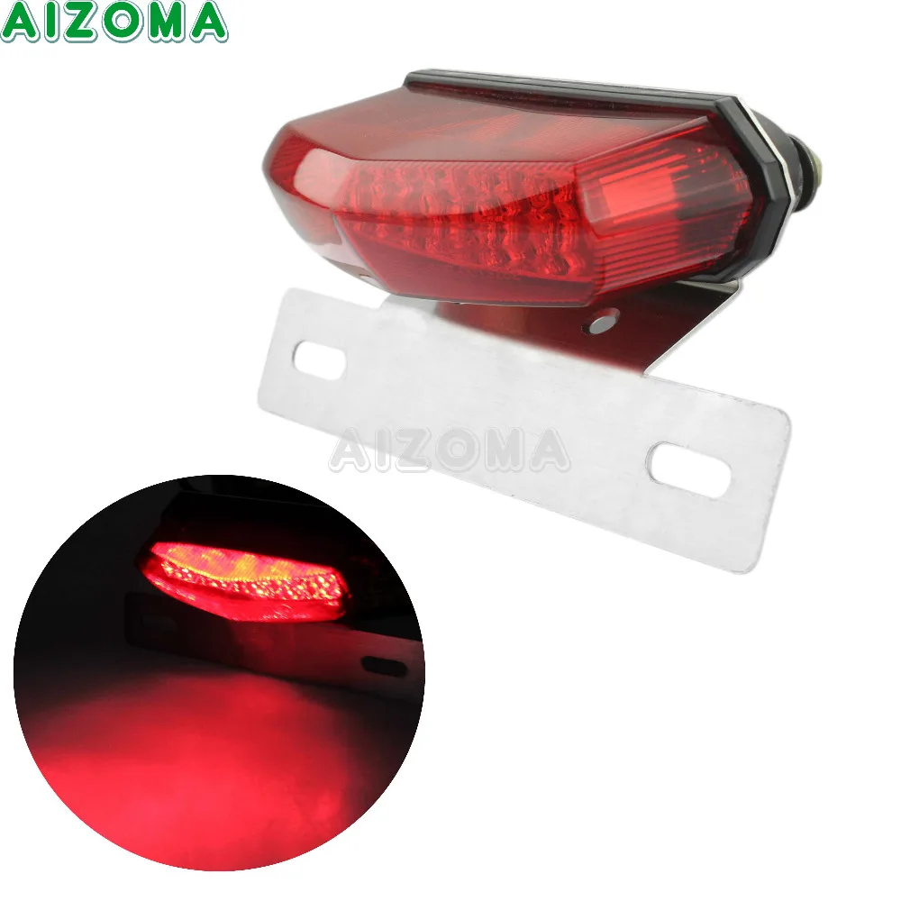 

Lucas Motorcycle Red Brake Tail Light LED Running Light Taillamp w/License Plate Bracket For Honda Cruisers Scooter Offroad ATV