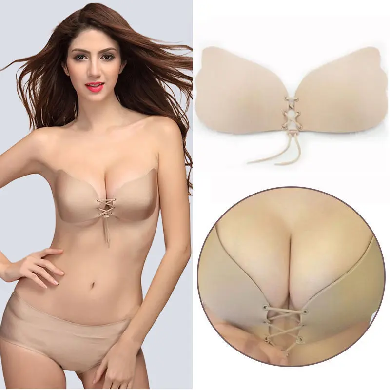 Backless Self Adhesive Strapless Stick Gel Silicone Magic Push Up Invisible Bras