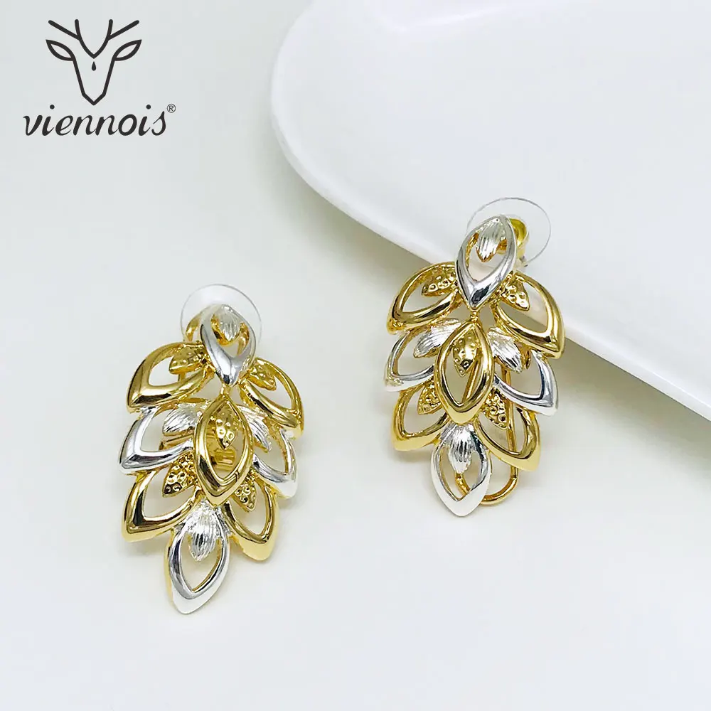 Viennois 2018 Rose Gold / Gold Color Hollow Stud Earrings For Women Metal Geomertic Earrings Female Wedding Party Jewelry