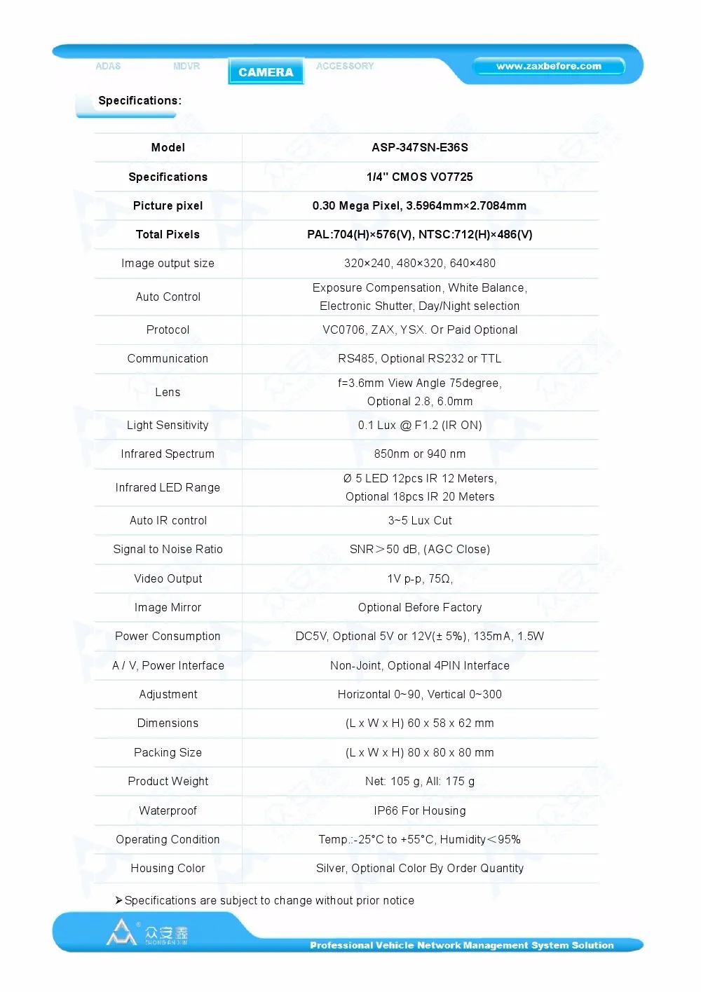 ZhongAnXin 0.3MP серийный протокол JPEG мини-камера для транспортного средства инфракрасная камера ночного видения