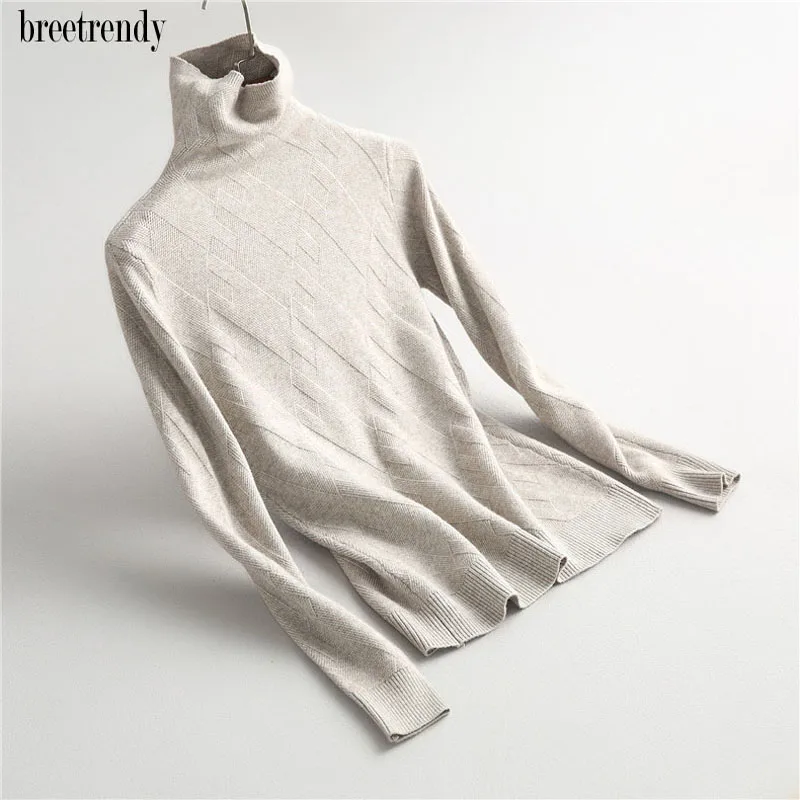 

J974 fashion women autumn winter elegant turtleneck slim high quality sweater Ladies match all wool blends sweaters knit tops