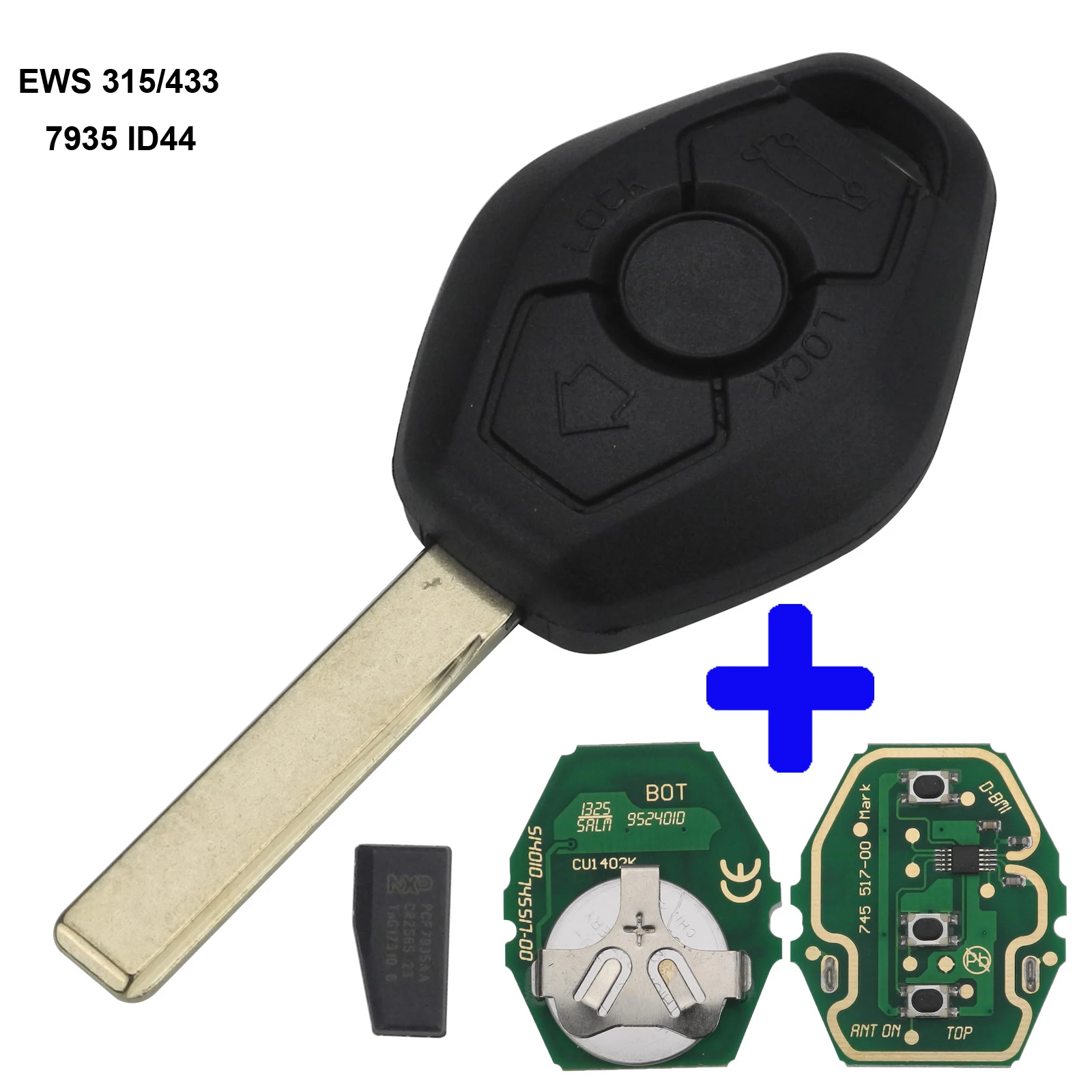 Jingyuqin 10P EWS спросить 315/433 МГц 7935 ID44 пульт дистанционного ключа для BMW EWS X3 X5 Z3 Z4 1/3/5/7 серии Автозапуск передатчик - Количество кнопок: HU92