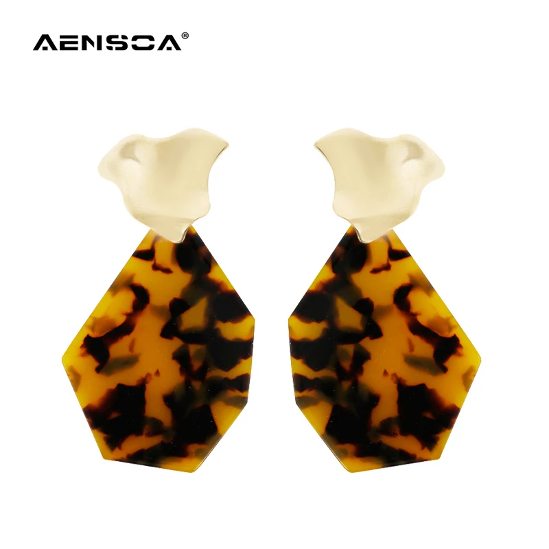 

AENSOA Unique Irregular Acrylic Earrings For Women Vintage Geometric Leopard Statement Earrings Fashion Jewelry Gift Wholesale