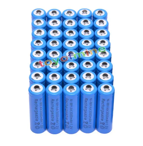 40x AA 3000mAh 1,2 V Ni-MH 2A синий цвет аккумуляторная батарея для MP3