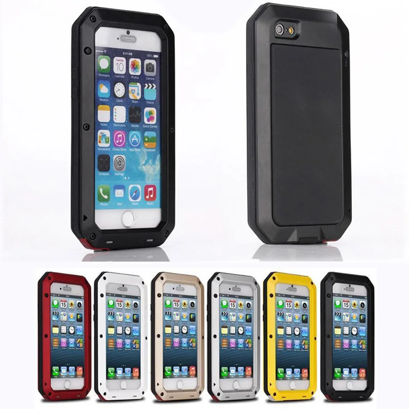 Metal Extreme Shockproof Military Heavy Duty Tempered Glass Cover Case Skin for iPhone 6 6S 4