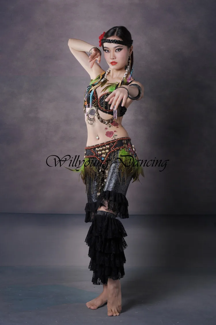 Newest Design Belly Dance Tribal Costumes 3 Piecesset Bra And Belt 