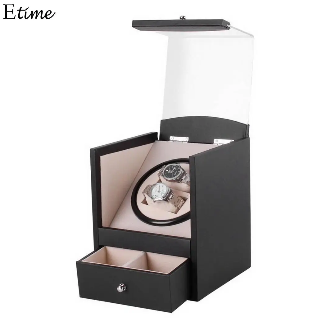 

2 Grids Watch Box Winder Case Holder Organizer Automatic Motor Shaker Watch Winder Holder Display Watches Boxes Jewelry Display