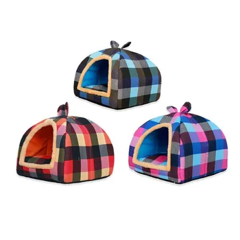 

Two Uses Pet Dog Cat House Tent Kennel Doggy Winter Warm Cushion Basket Animal Bed Cave Pet Products Supplies