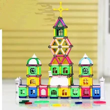 Высокое качество 498 шт. раннее развитие детей Образование магнитные стержни кирпичная игрушка удивительный Магнитный строительный блок фигурка замок набор