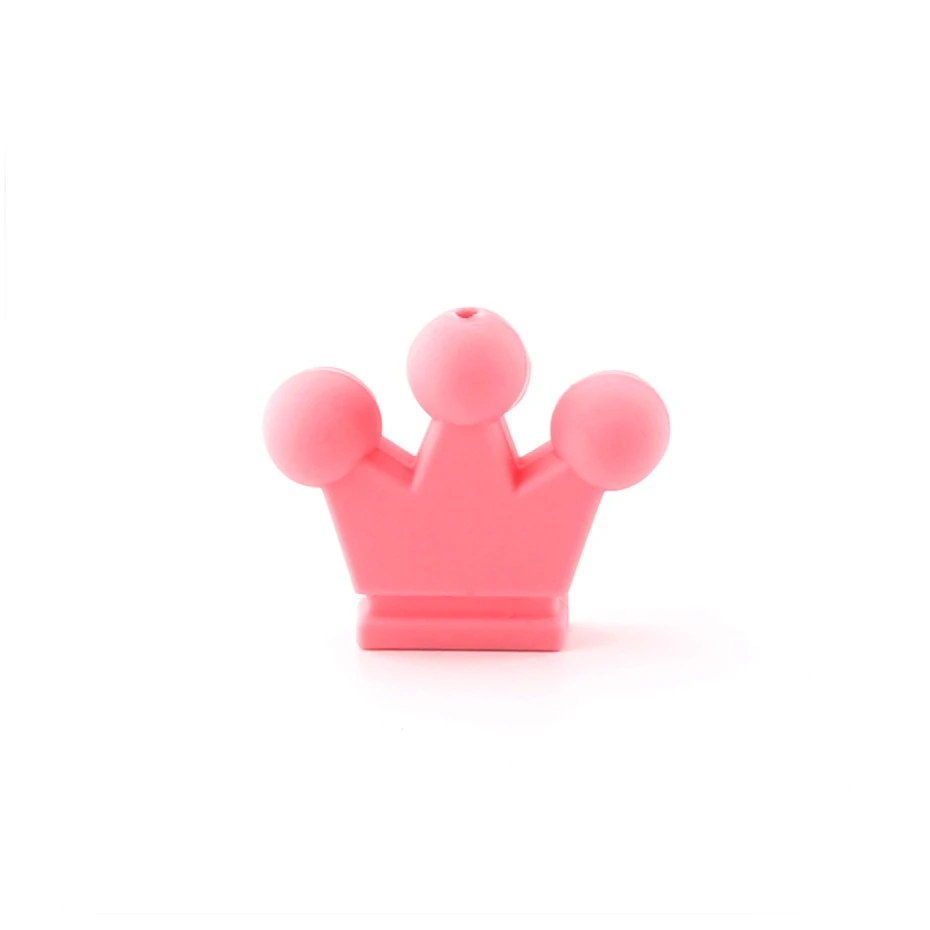 10PC Baby Silicone Teether Crown Silicone Beads For Pacifier Chain Chewing DIY Crafts Beads Necklace Pendant Kid Products Toys - Цвет: Pale Pink Crown