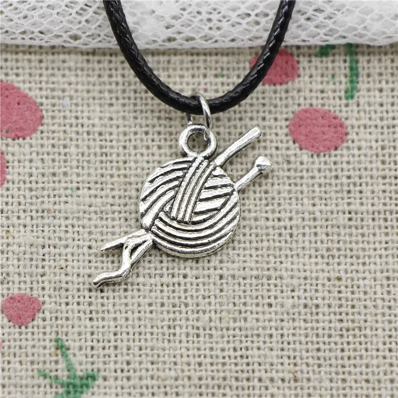 New Fashion Antique Silver Charms yarn ball knit crochet 26*12mm