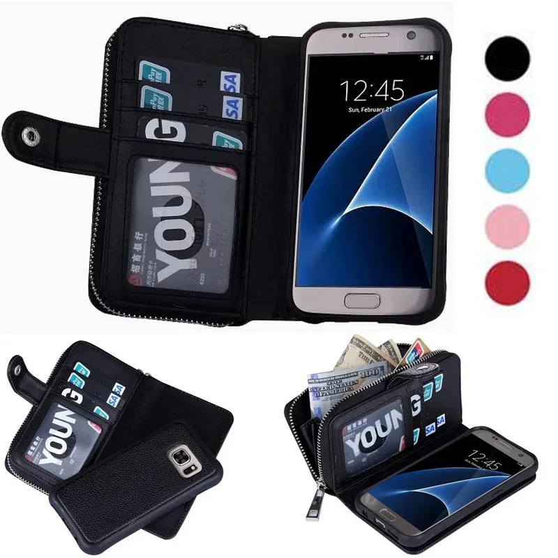 bilder für Multifunktions 2 in 1 Abnehmbare Flip Leder Brieftasche Fall Für Samsung Galaxy S6/S7/S6 Rand/S7 kanten Phone Cases Reißverschluss Geldbörse Pouchs bilder für Multifunktions 2 in 1 Abnehmbare Flip Leder Brieftasche Fall Für Samsung Galaxy S6/S7/S6 Rand/S7 kanten Phone Cases Reißverschluss Geldbörse Pouchs