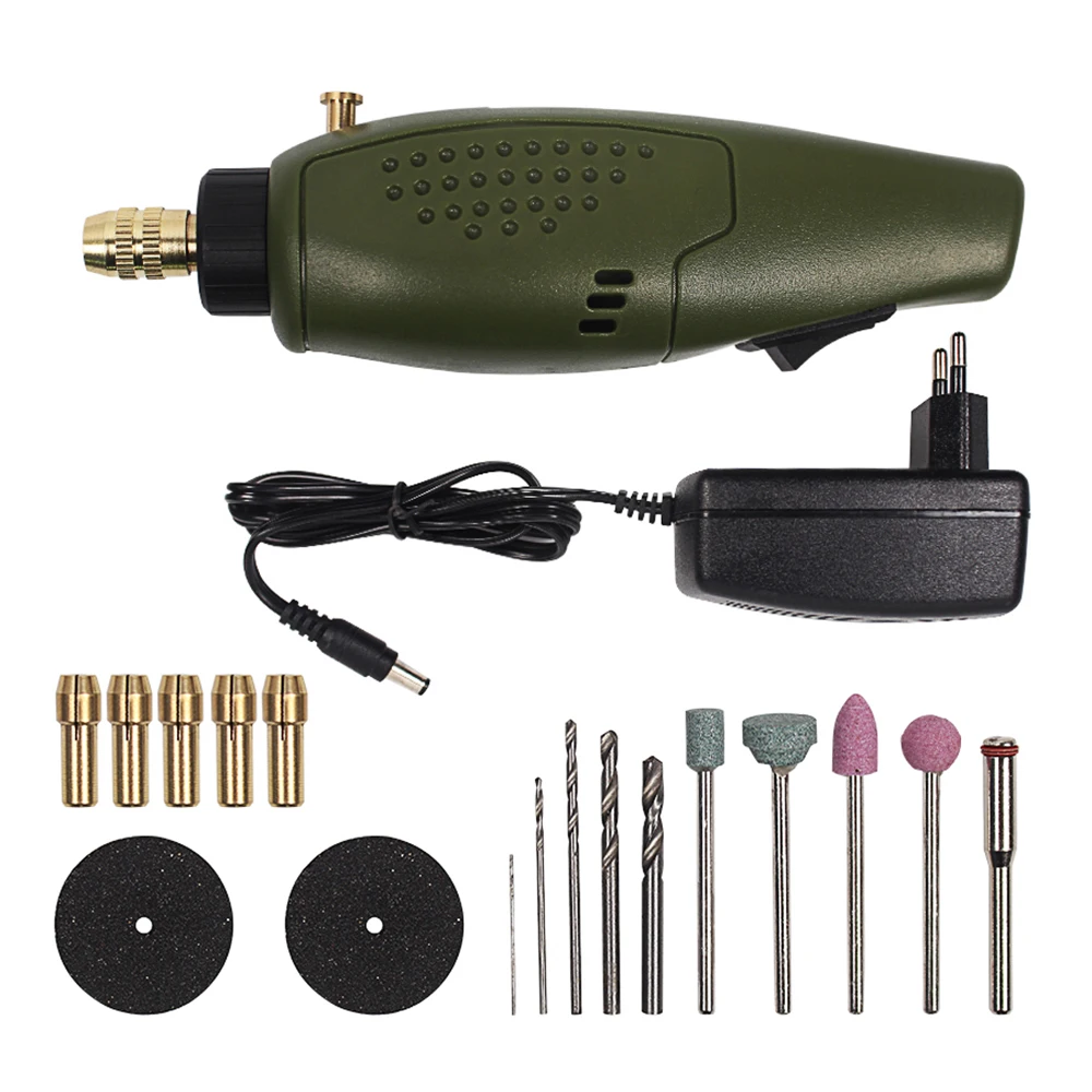 Online Dyh mini juego de accesorios de taladro eléctrico, herramienta amoladora de 12V CC para fresado de pulido y grabado (Enchufe europeo)