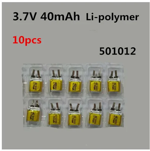 

10pcs 3.7V 40mah li-polymer lithium ion cell 501012 battery for Wireless Bluetooth Headset LED Flag Selfie stick Fidget Spinner