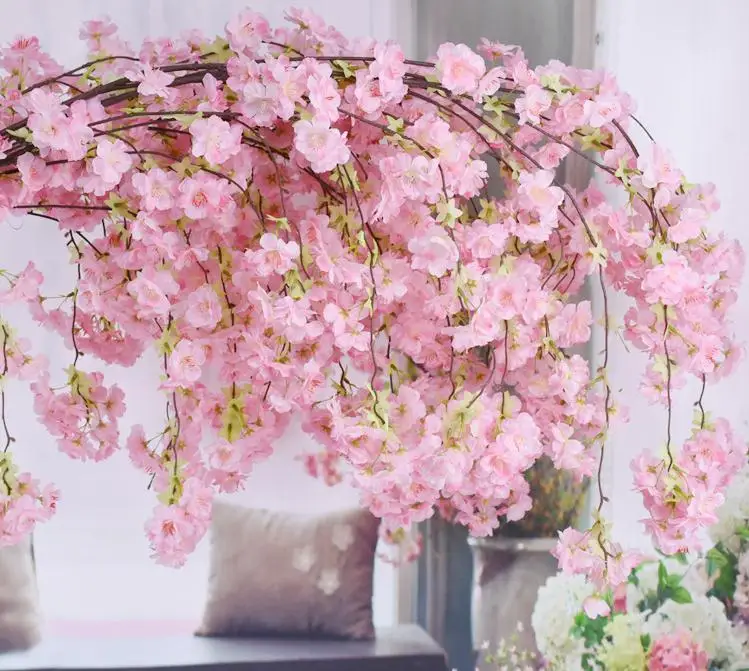 

3 вида цветов искусственные цветочные струны, 100 см Вишневый ротанг, свадебное украшение для дома SN1822