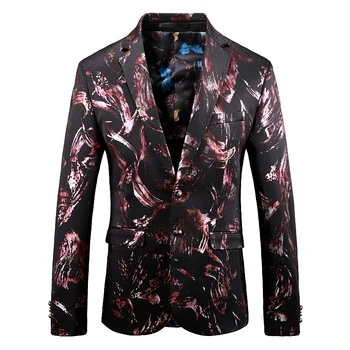 

Brand Design 2019 Newest Tide Mens Fashion Print Blazer Design Plus Size Hip Hop Casual Male Slim Fit Suit Jacket Singer Costume