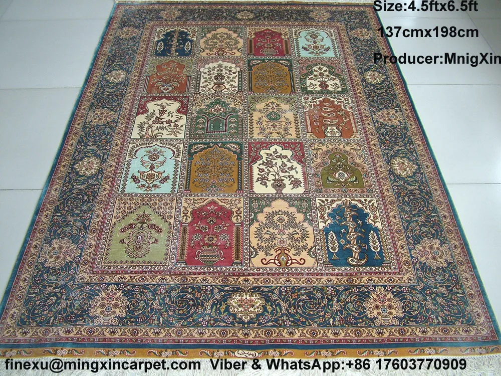 4.5ftx6.5ft 137 см х 198 Топ-продажи handknotted шелковый ковер/ковры высокого качества оптовая