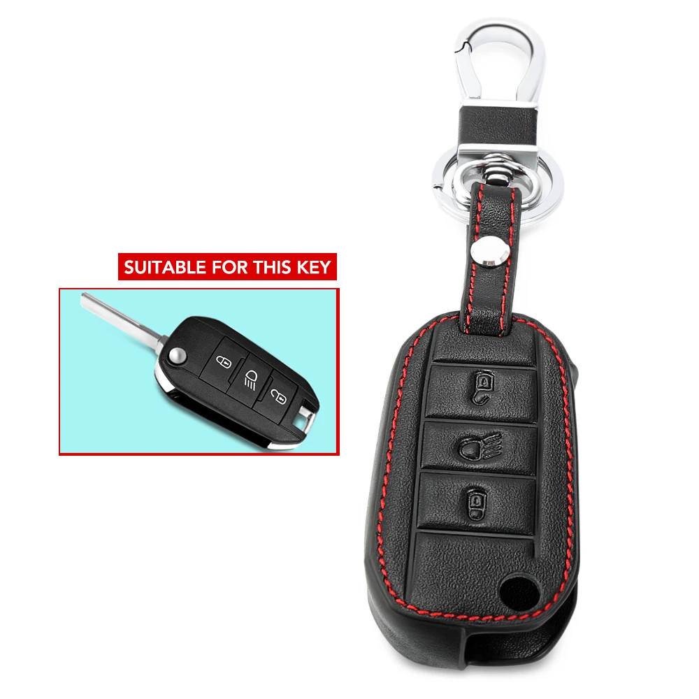 

For Peugeot 508 301 2008 3008 408 For Citroen C4 CACTUS C5 C3 C4L Remote Car Key Shell Case Leather Cover Bag 3 Buttons