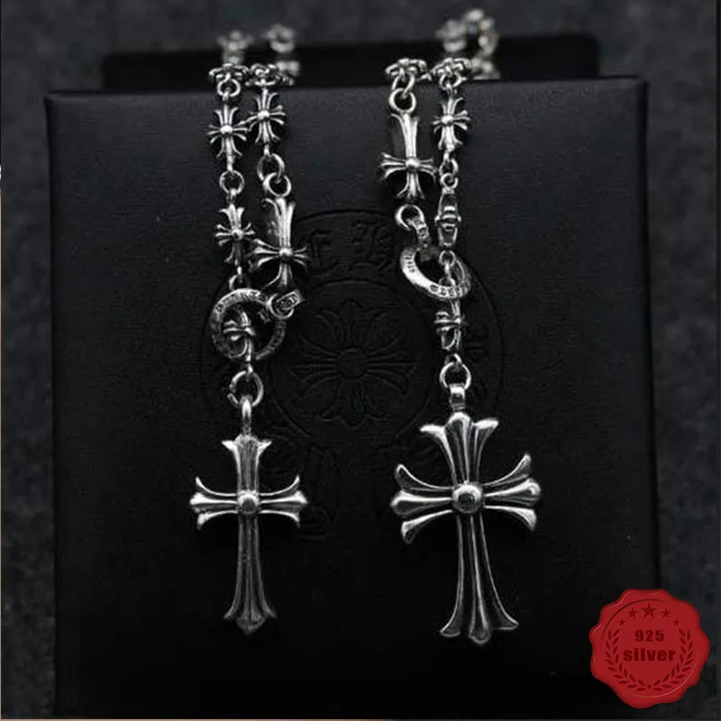 

S925 sterling silver necklace personality fashion punk hip hop style cross styling jewelry to send lover gift 2019 new hot sale