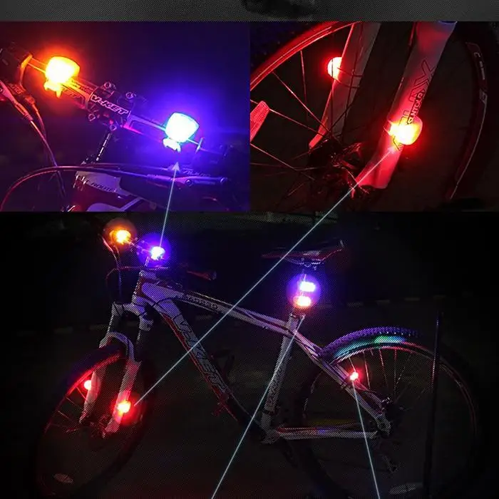 Perfect 1PCS Silicone Bike Bicycle Light Waterproof LED Flash Safety Warning Lamps Cycling Front Rear Rail Light Cycling Flashlight 11