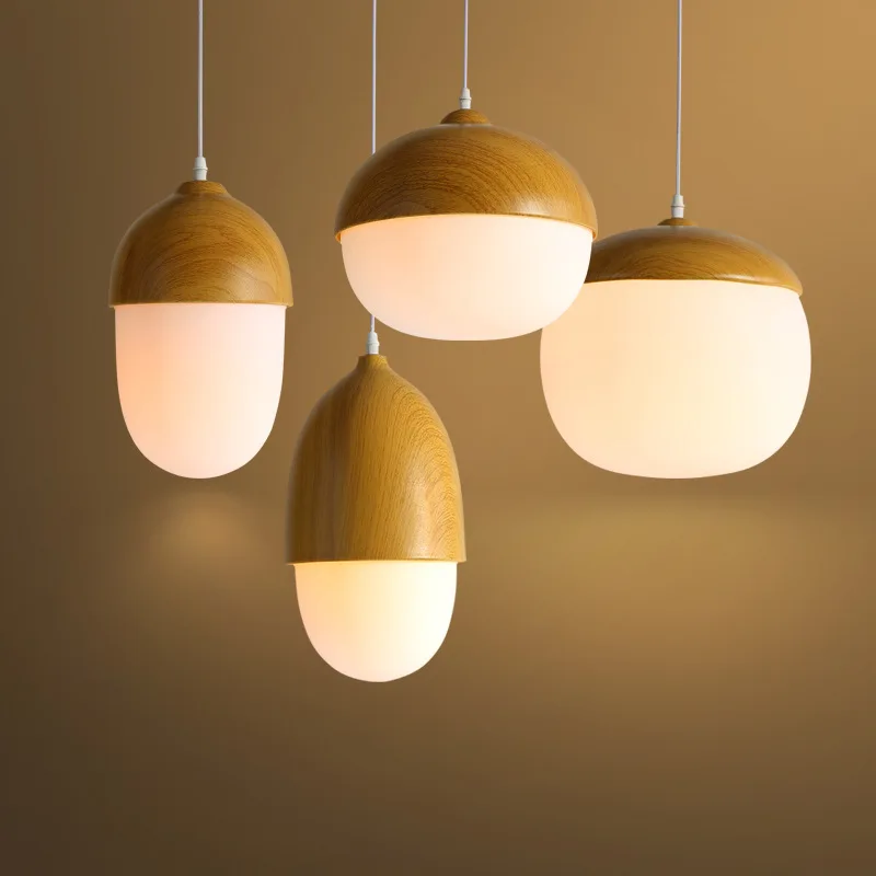 

Nordic Single Head Restaurant Original Solid Wood Color Bar Cafe pendent lamp LED E27 ABCD shape indoor lighitng AC90-260v A179