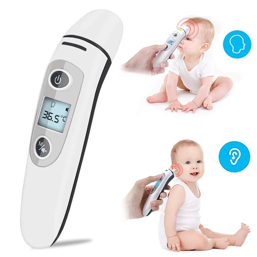 

new Digital Infrared IR LCD Screen Thermometer Forehead and Ear Non-Contact Adult Body Fever alarm Temperatures Measurement