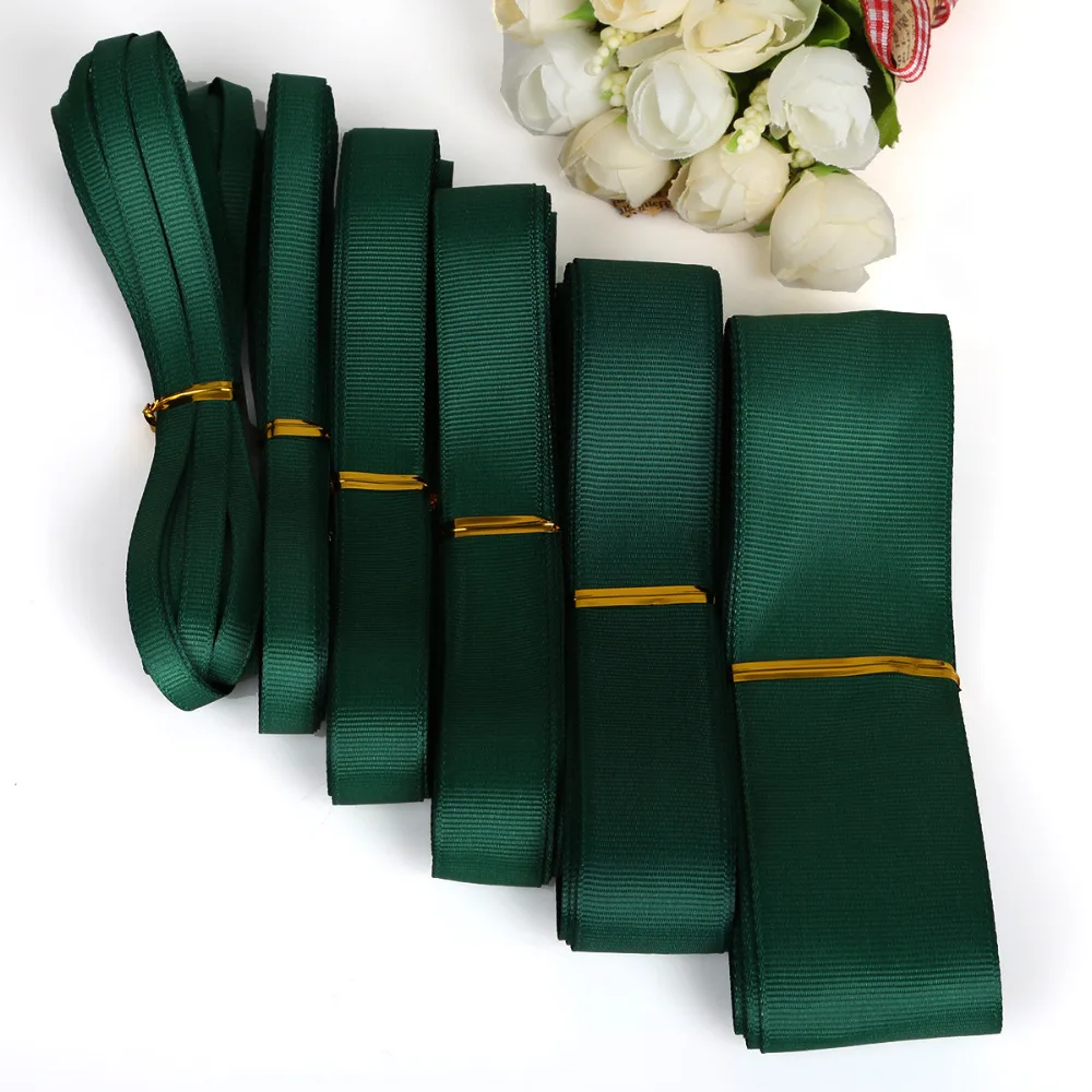 

5 Yards/lot 7mm/10mm/15mm/20mm/25mm/38mm Dark Green Color Plain Grosgrain Ribbon Christmas Ribbon Gift Wrap
