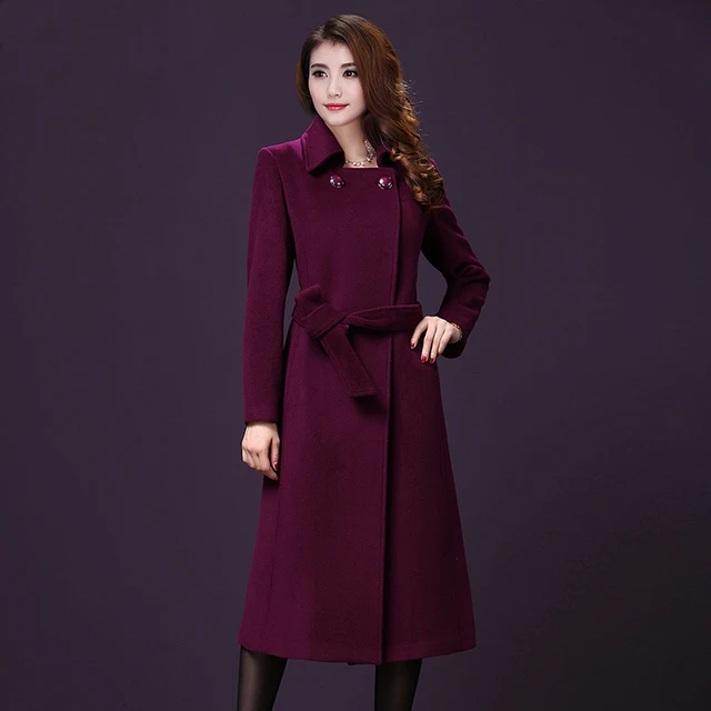 Women's Winter Coats 2017 New Design Wool Coat High End Elegant Winter Long Coat Women Slim Plus