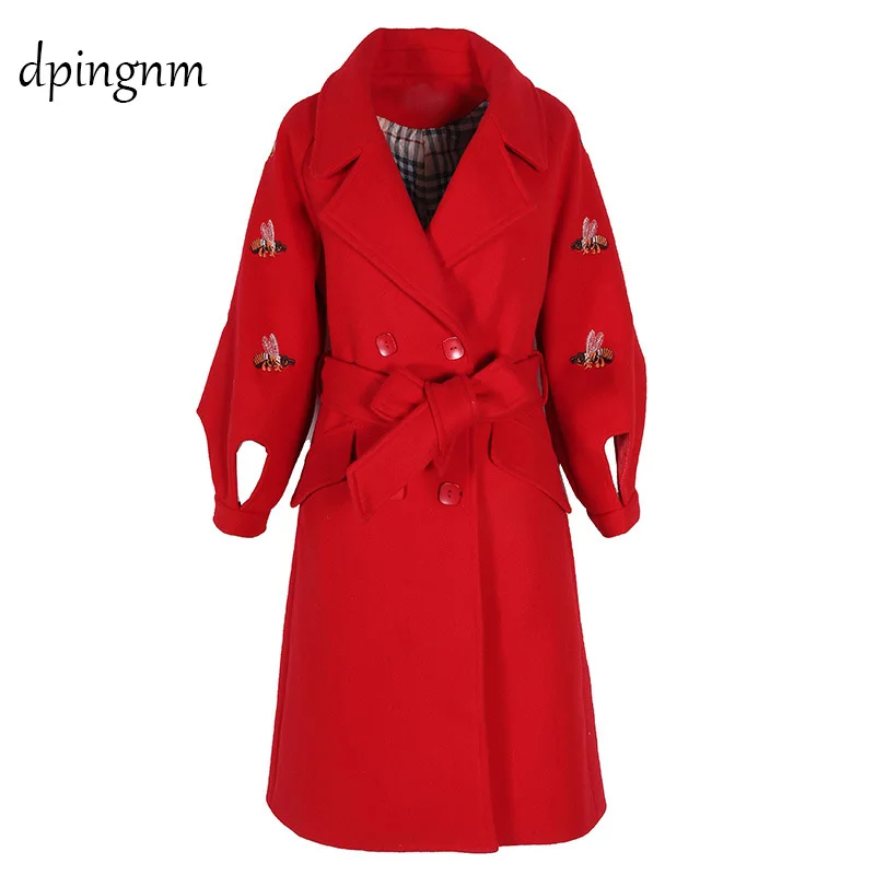 

2018 Spring Autumn Winter New Fashion Coat Women Casual Elegant Office Loose Long Wool & Blends Outerwear Jacket Top