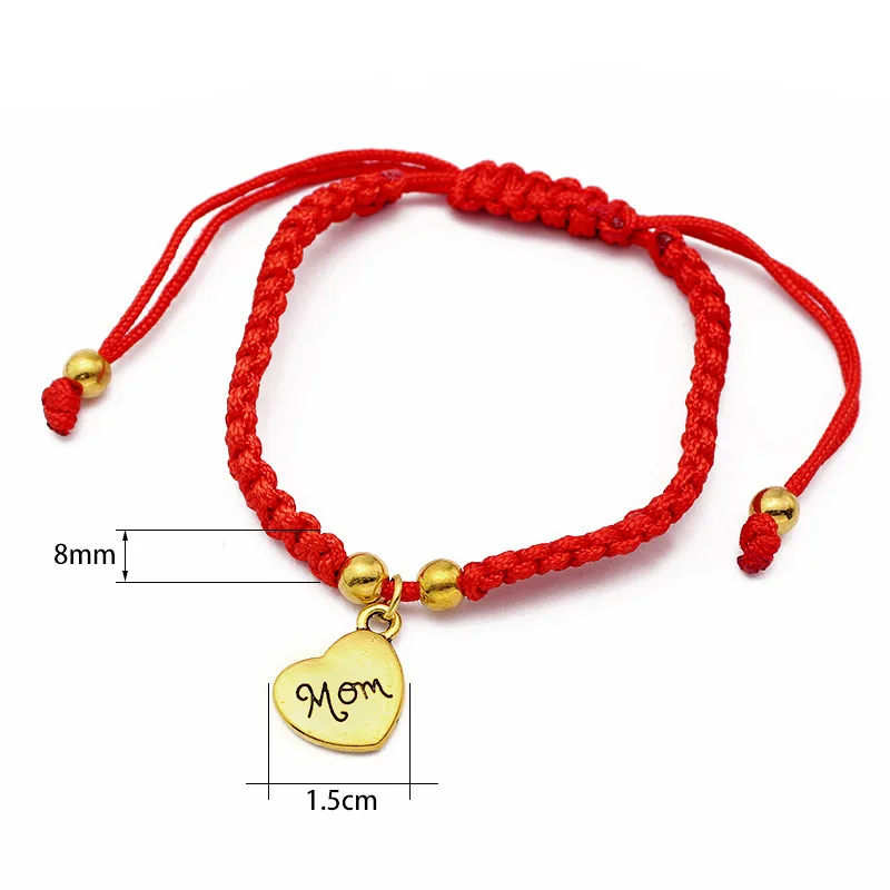 I Love You Mom Red Thread Jewelry Bracelets Lucky Jewelry For Mun Charm Bracelets Best Gift Family Bless Bracelete Feminino