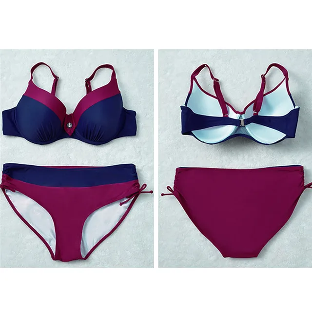 Buy 8 XL Plus Size Women Patchwork Swimsuit Big Bust