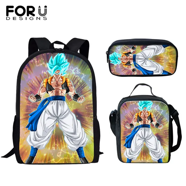 FORUDESIGNS/3 комплекта детский школьный рюкзак Dragon Ball Goku Z Веджета супер сайян принт Детский Рюкзак Школьный для подростков студентов мальчиков - Color: HME1123CGK