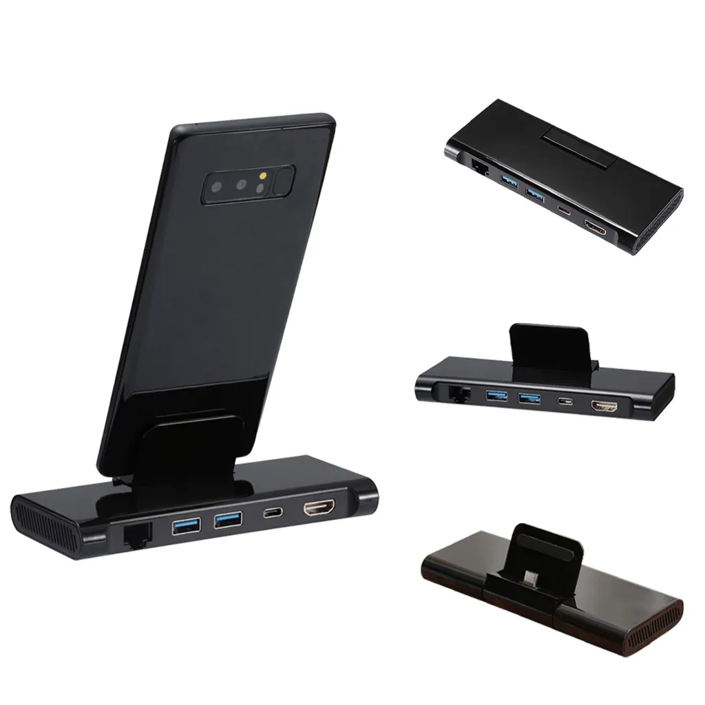 

Bracket For Samsung S8/S9 For Huawei Mate10 USB3.0 Type-C To HDMI 5 In 1 Gigabit Network Port Adapter LED lights HDMI interface