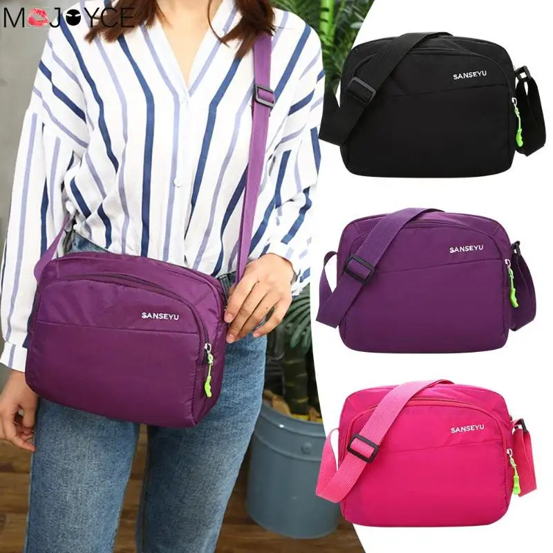 

Women Fashion New Hot Female Solid Color Casual Waterproof Letter Print Shoulder Handbags Nylon Women Sports Satchel Messe