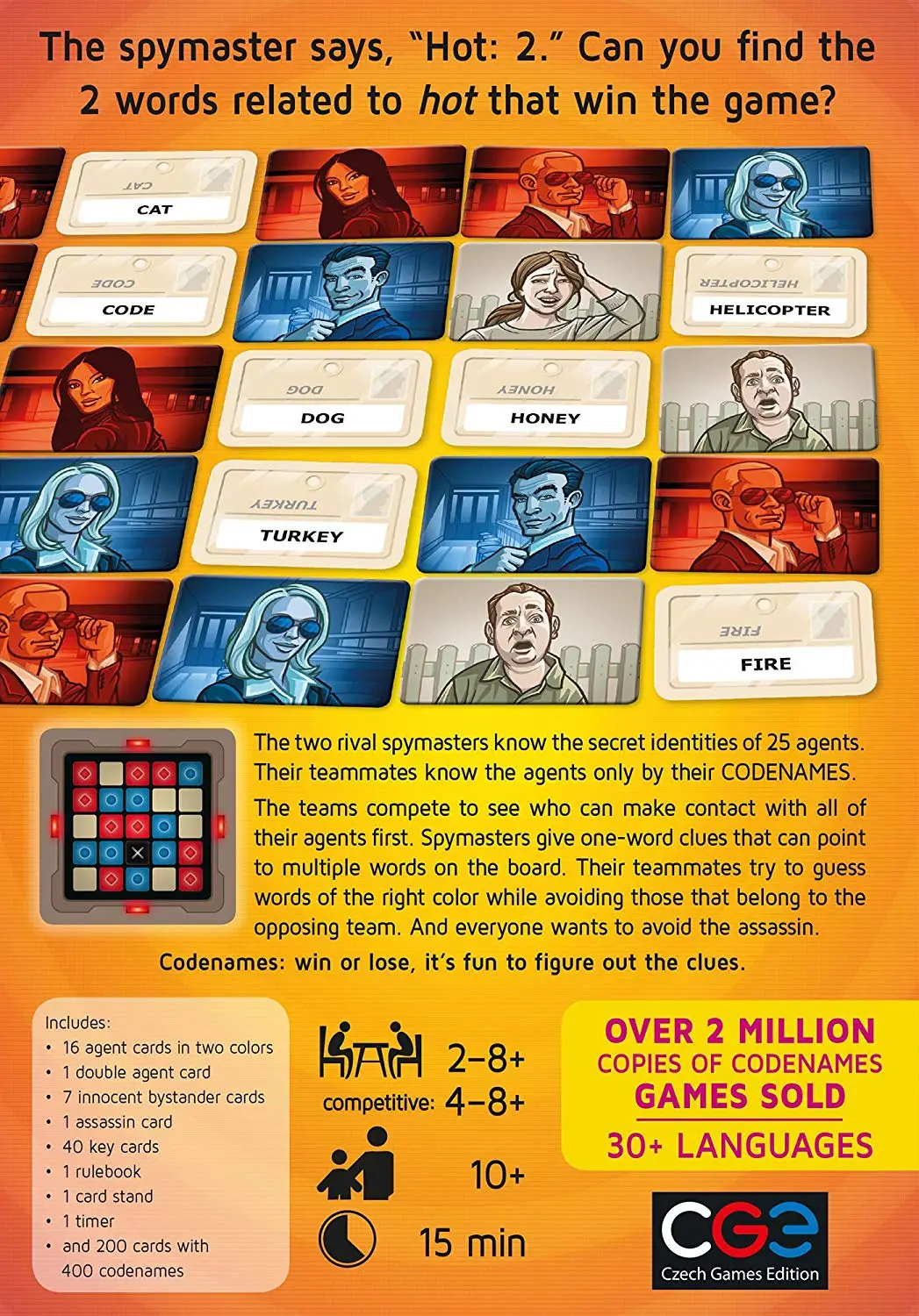 Ação confidencial codenames jogo de tabuleiro família amigo festa jogo de cartas