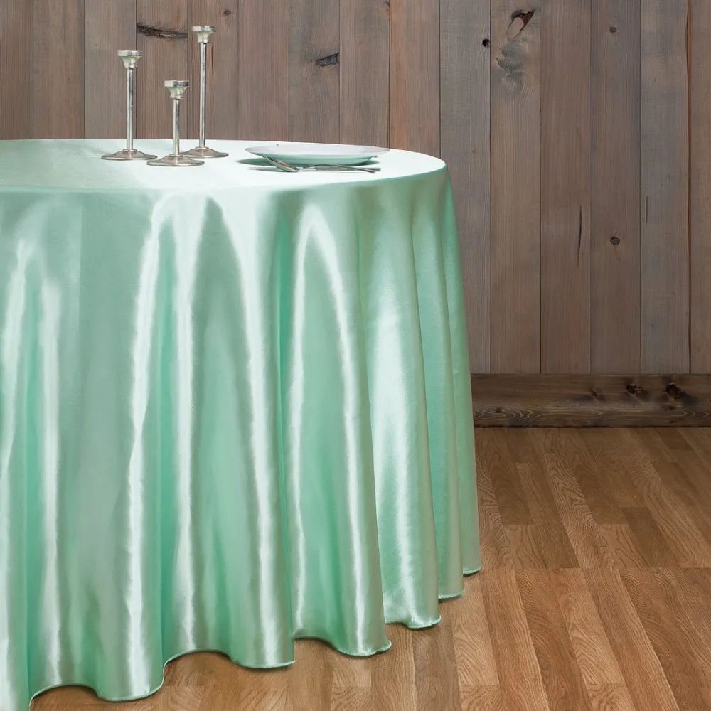 10pcs Mint Green 70''/90''/108''/120''/132'' Round Satin Table Cloth
