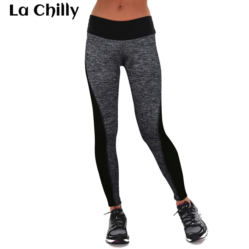 

New Arrival Women Leggings Fitness Summer Workout Leggings New Ladies Plain Elastic Waist Black Grey Patchwork Legging