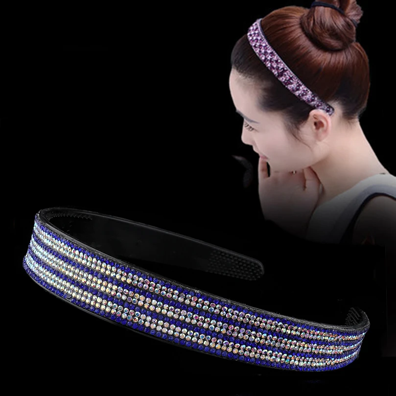 AWAYTR Fashion Rhinestone Hairband for Women Bezel Bead Headband With
