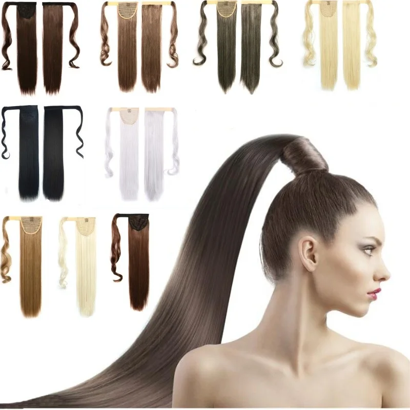 

24" 60cm long length synthetic ponytails,kanekalon Fake Hair Ponytail,clip in hair ponytail,black/brown/blond synthetic ponytail
