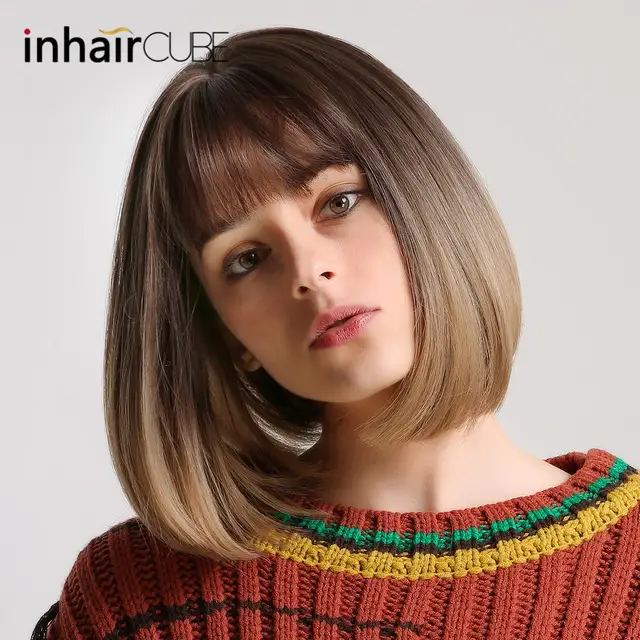 Online Shop Inhair Cube 12 Bob Wigs Highlight Dark Brown Root