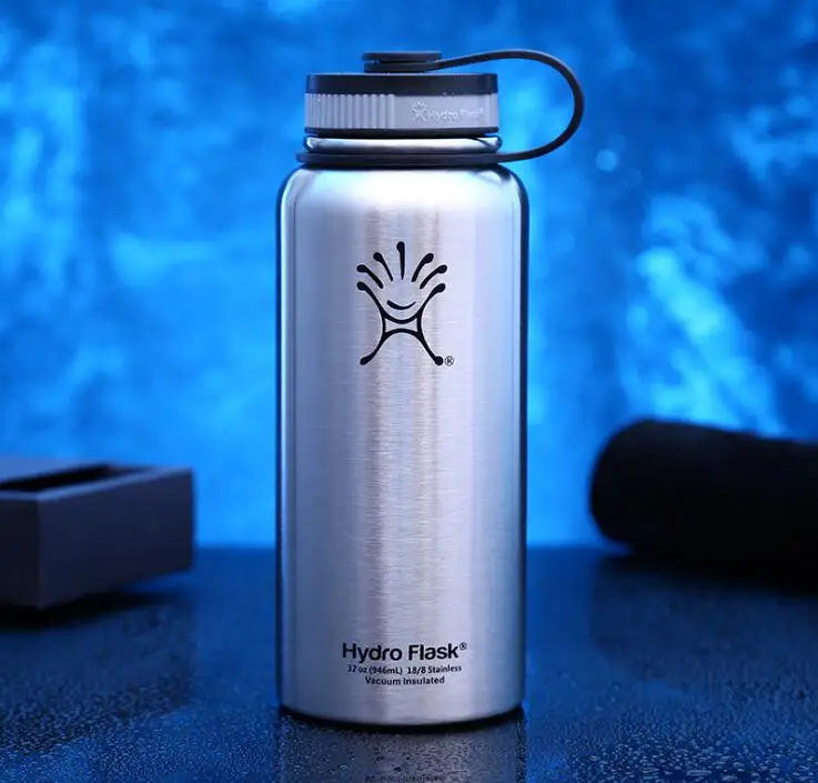 

2018 Best-Selling Hydro Flask With 32 OZ Stainless Steel Outdoor Vacuum Heat Preservation Pot Water Bottles Silver Color
