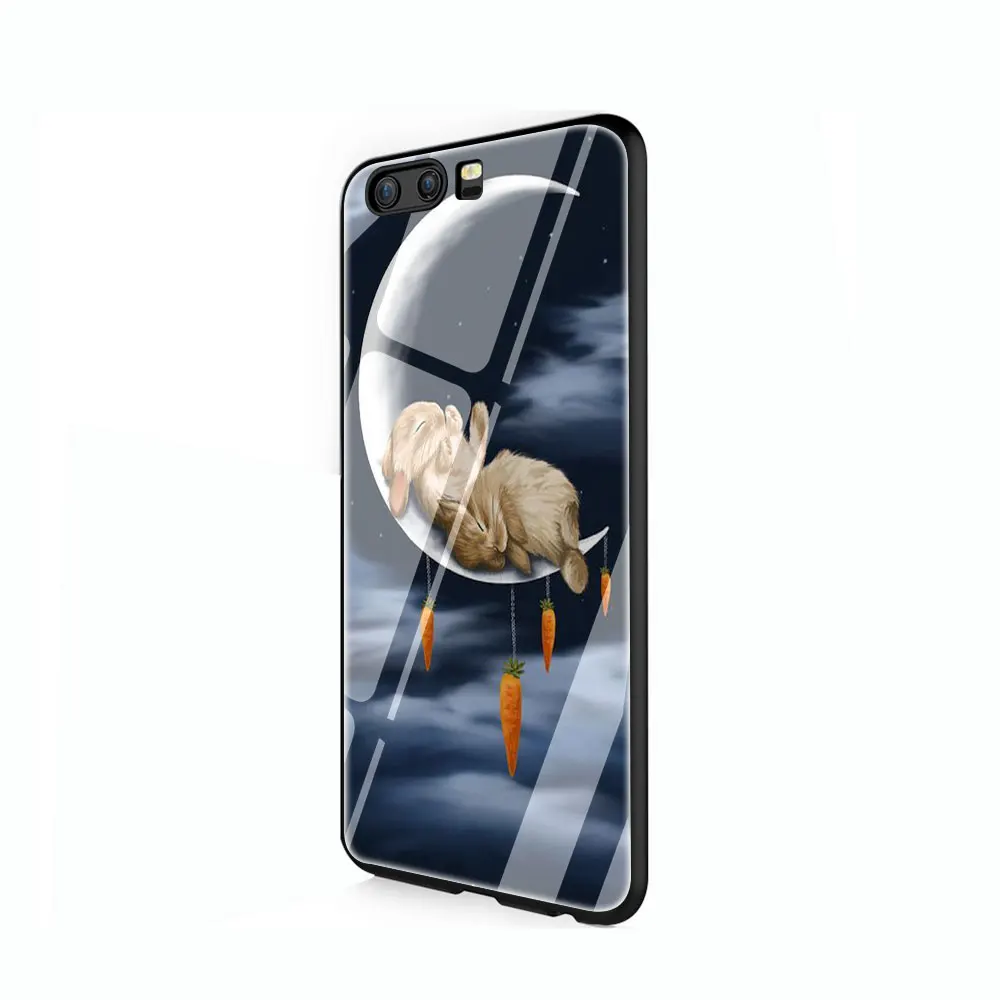 Moon кролик стильное закаленное стекло чехол для телефона huawei mate P 10 20 30 Lite Pro Y9 Honor 8X 7A - Цвет: G6
