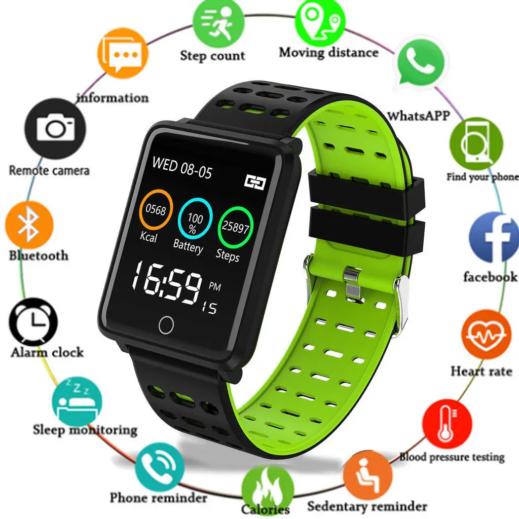 

F3 Sport Watch Fitness Tracker Color Screen with Heart Rate Blood Pressure Monitoring IP68 Waterproof Bluetooth Men's Smartwatch
