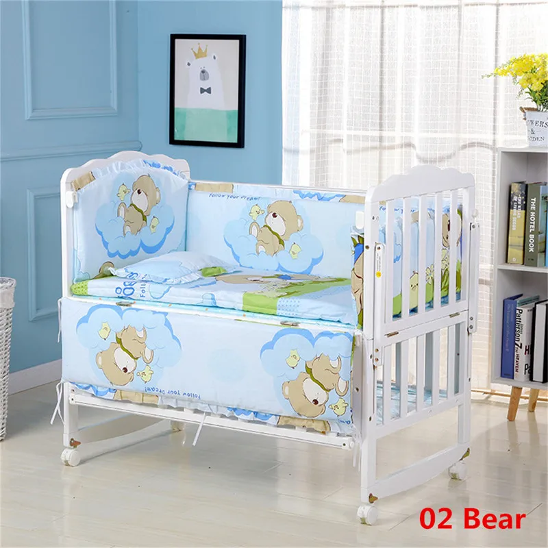 

5Pcs/Set Cartoon Animated Crib Bed Bumper For Newborns 100%Cotton Comfortable Children's Bed Protector Baby Washable Bedding Set