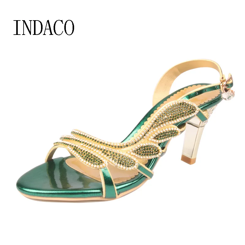 

Rhinestone Women Wedding Sandals High Heels Hollow Diamond Buckle Strap Open Toe Sandalen Vrouwen Large Size 41 Woman Shoes