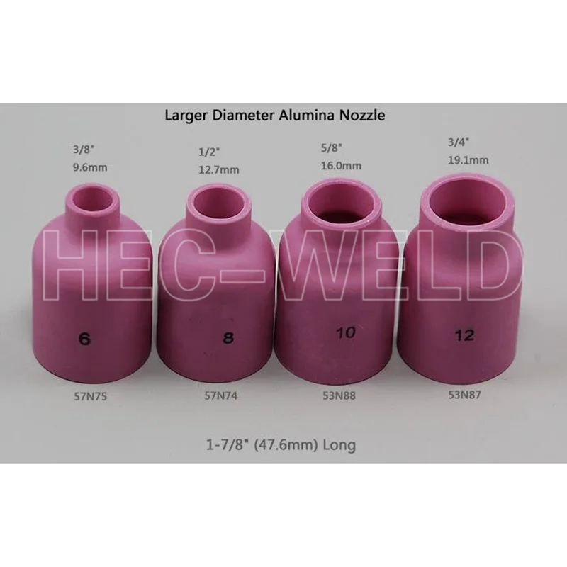 TIG KIT Large Diameter Gas Len Alumina Nozzle 57N74 57N75 53N88 53N87
