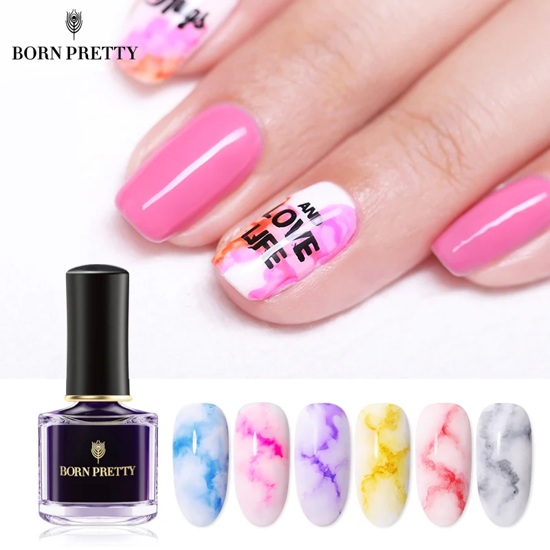 

BORN PRETTY Blooming Nail Polish 6ml Gradient Watercolor Ink Blue Purple Nail Art Varnish Manicure DIY Design